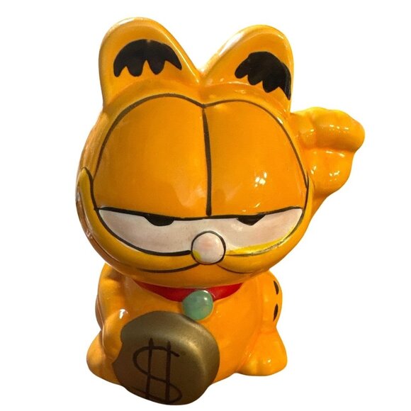 Garfield Lucky Cat Ceramic Coin Bank Nostalgic Collection Holiday Gift W/Stopper - Picture 7 of 8